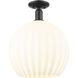 Arcadia White Venetian 1 Light 13.75 inch Matte Black Semi-Flush Mount Ceiling Light
