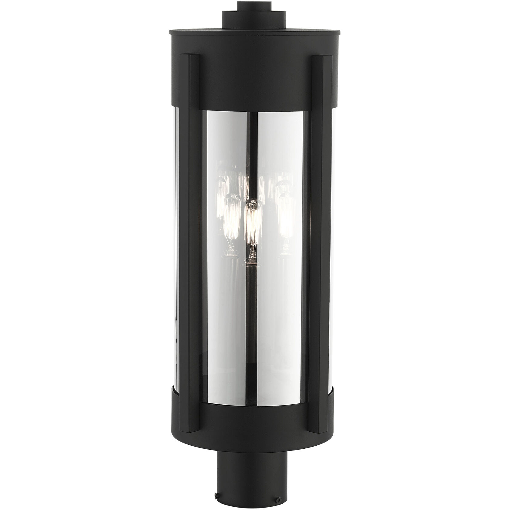 Sheridan 3 Light 22 inch Black with Brushed Nickel Candles Outdoor Post Top Lantern