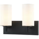 Candela 2 Light 13 inch Matte Black Wall Sconce Wall Light in Matte Black and Opal Glass
