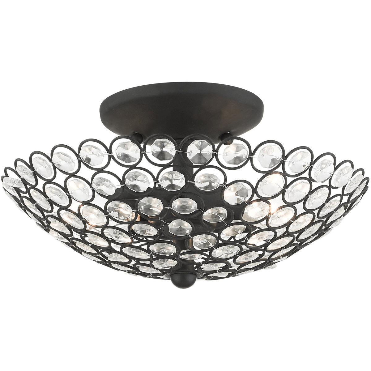 Cassandra 2 Light 11 inch Black Semi Flush Ceiling Light