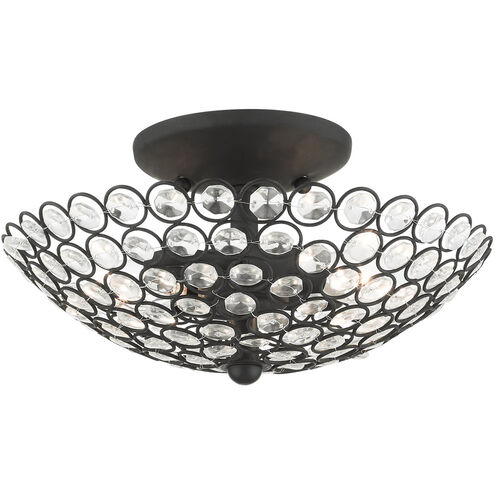 Cassandra 2 Light 11 inch Black Semi Flush Ceiling Light