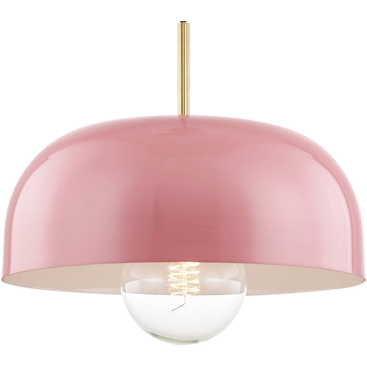 Avery 1 Light 14 inch Aged Brass Pendant Ceiling Light in Aged Brass and Pink