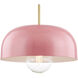 Avery 1 Light 14 inch Aged Brass Pendant Ceiling Light in Pink Metal