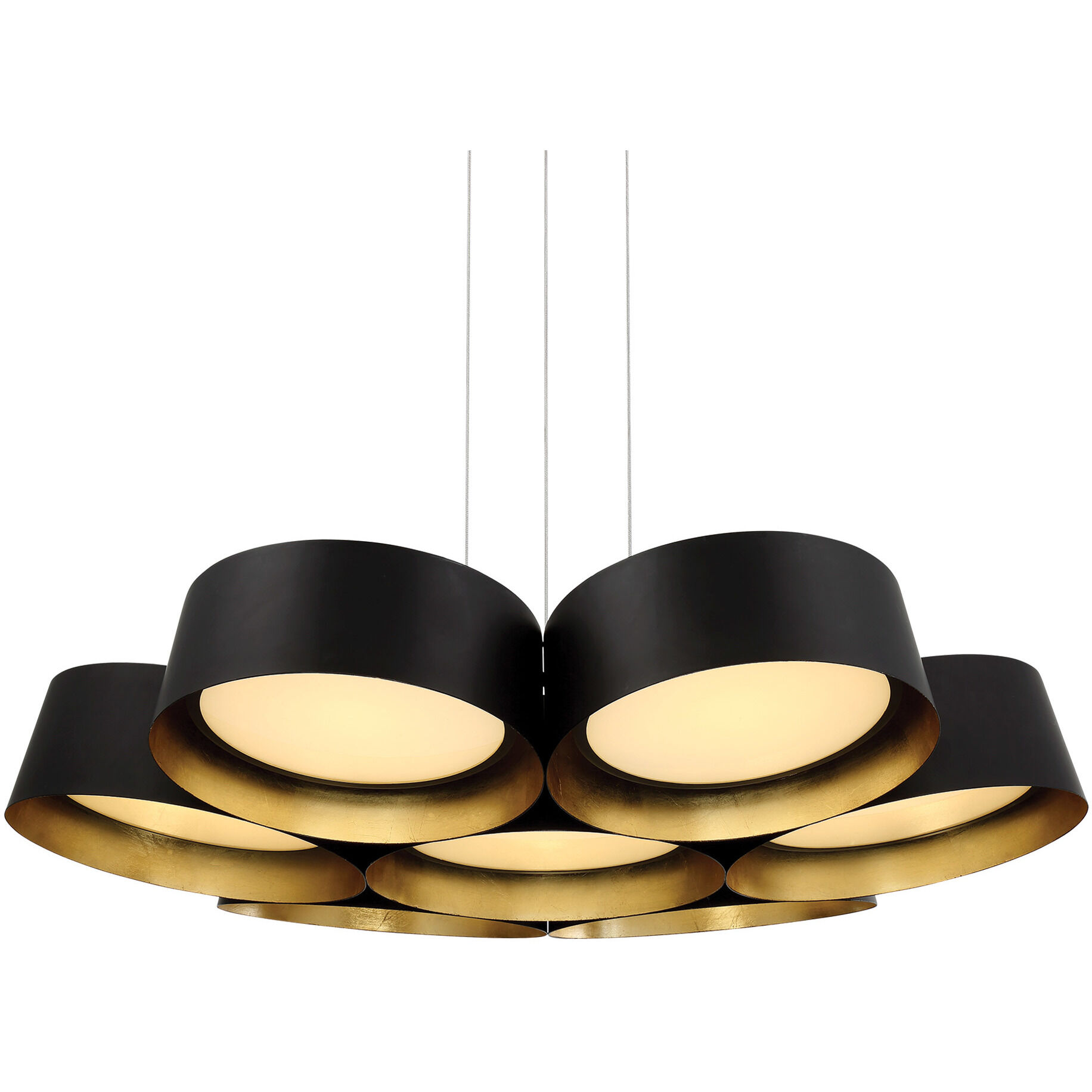 Marimba LED 34 inch Black Gold Leaf Chandelier Ceiling Light in 34in.