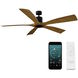 Aviator 70 inch Matte Black and Distressed Koa with Distressed Koa Blades Downrod Ceiling Fan in Matte Black Distressed Koa, Smart Ceiling Fan
