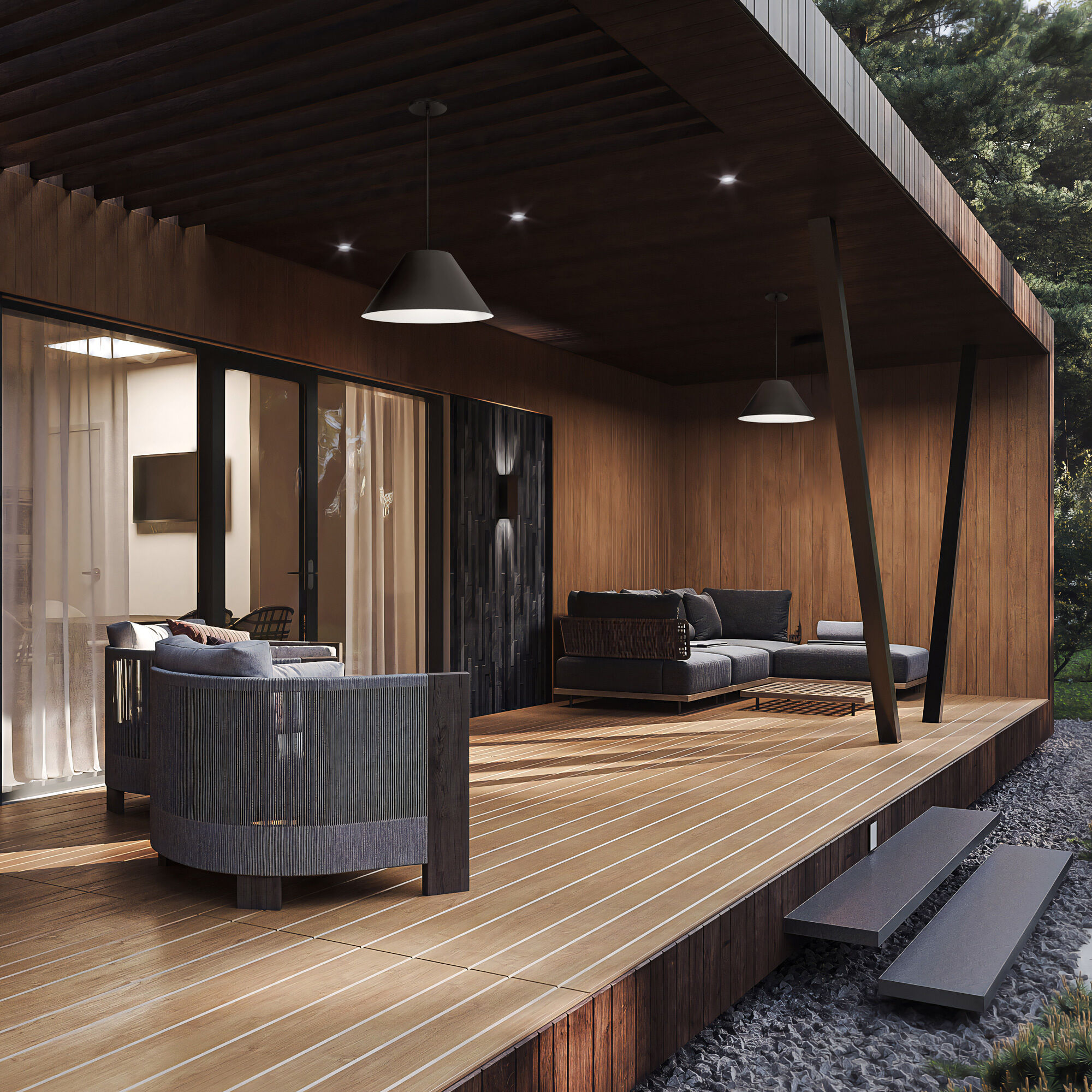 Jaz LED 21.88 inch Sand Black Outdoor Pendant