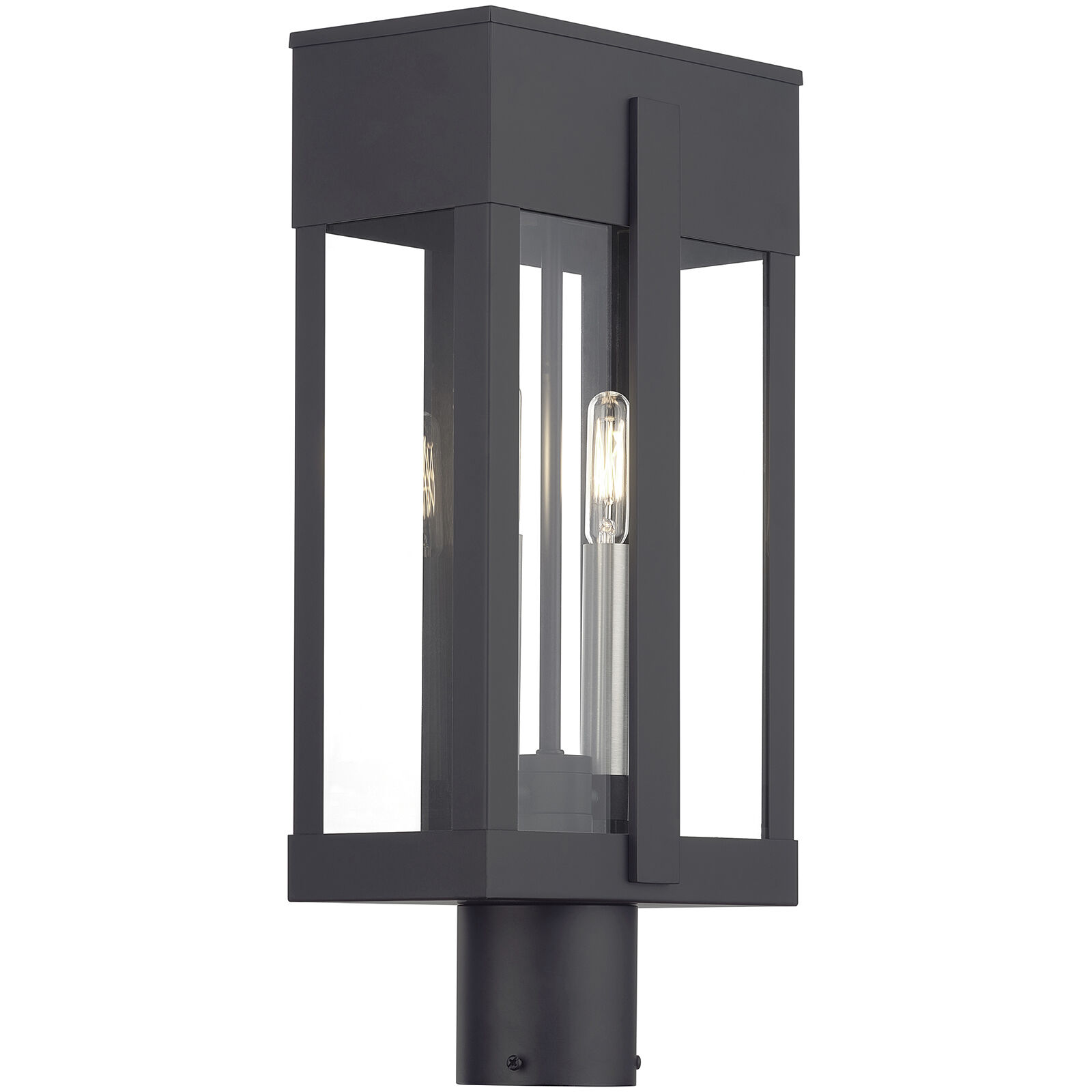 Berksford 2 Light 18.5 inch Black with Brushed Nickel Candles Outdoor Post Top Lantern