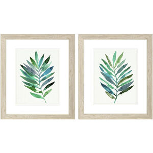 Palm Frond Flow Turquoise and Blue and Green Framed Art