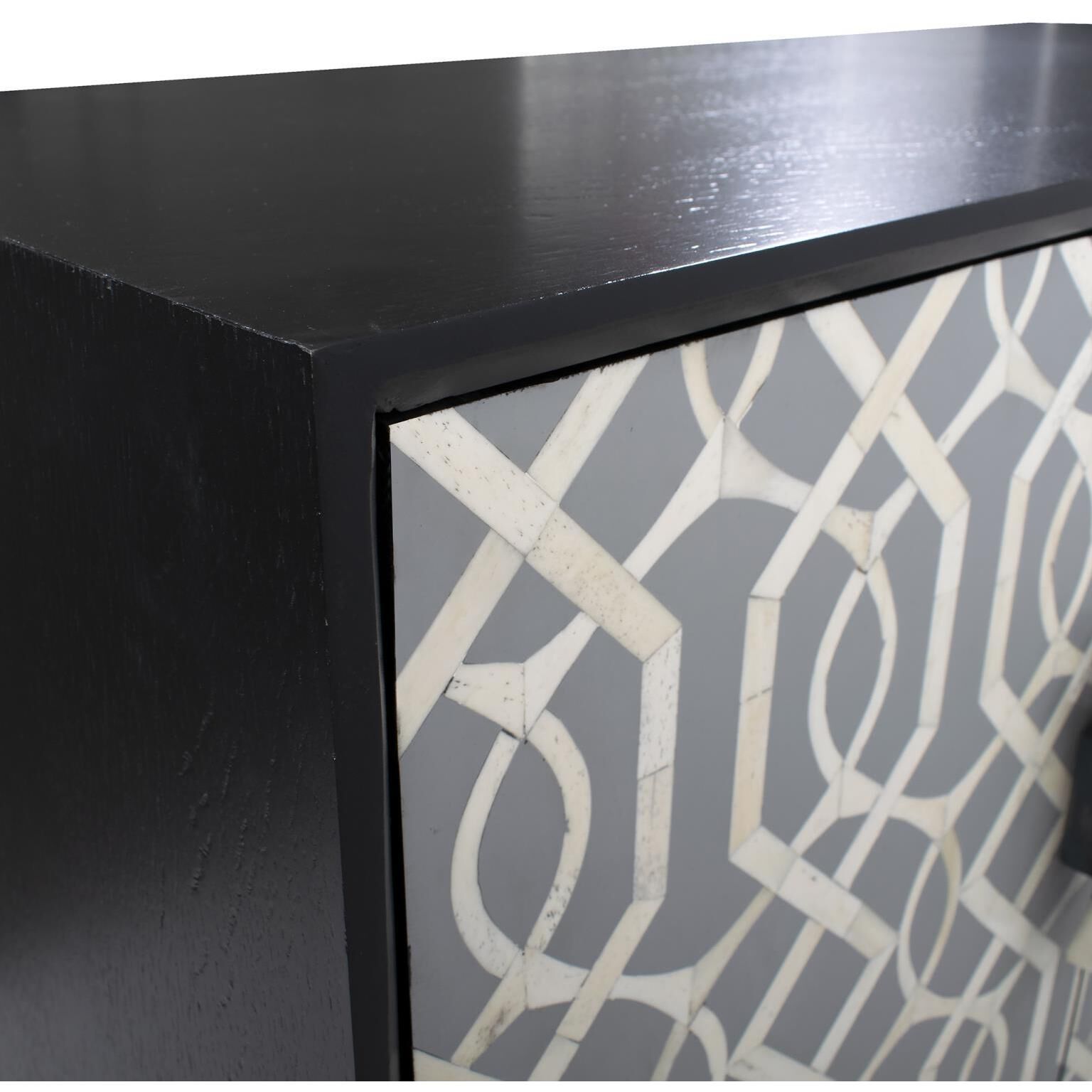 Shearer 60 inch Black and Gray with White Credenza