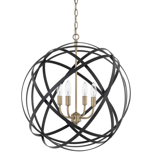 Axis 4 Light 23 inch Aged Brass and Black Pendant Ceiling Light in (None)