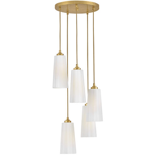 Honey 5 Light 16 inch Distressed Brass Chandelier Ceiling Light, Small