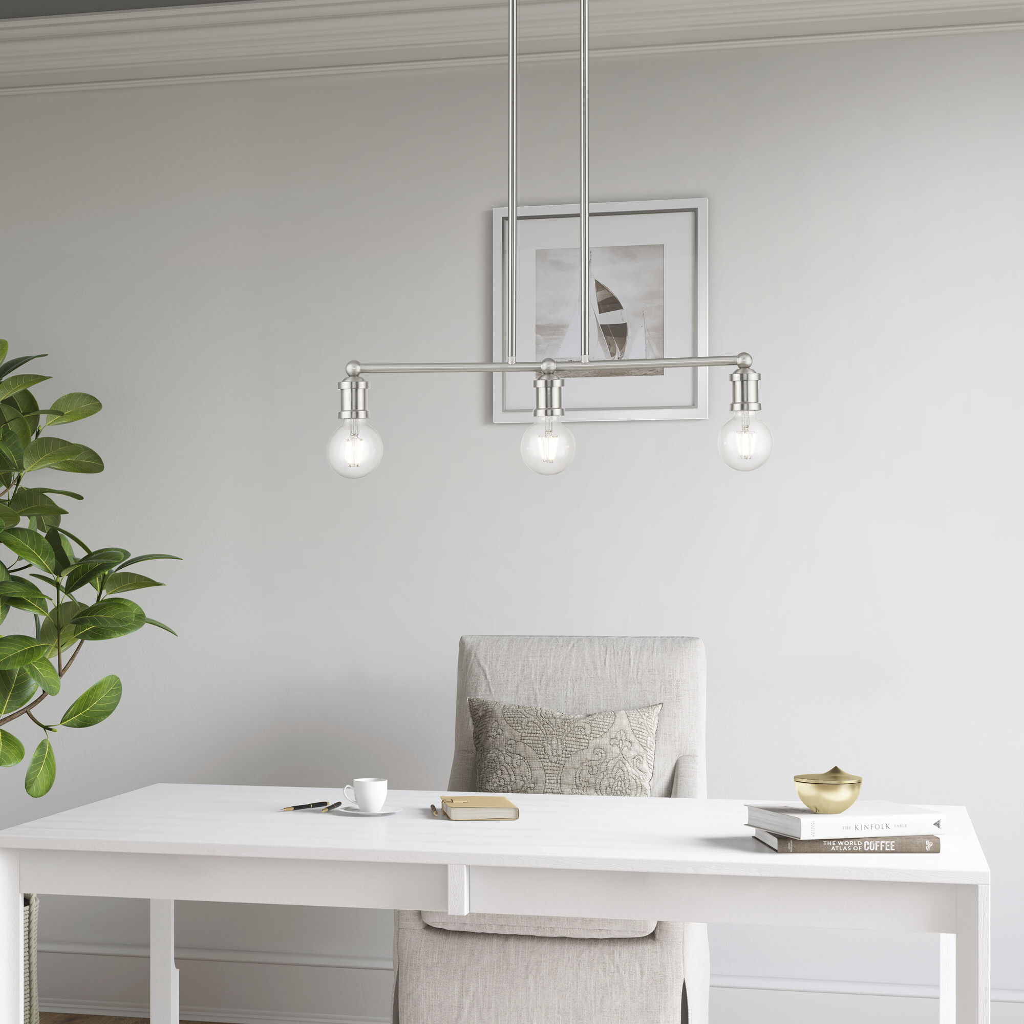 Lansdale 3 Light 24 inch Brushed Nickel Linear Chandelier Ceiling Light