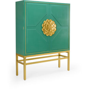 Shayla Copas Teal Green/Metallic Satin Gold Bar Cabinet