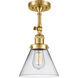 Franklin Restoration Large Cone LED 8 inch Satin Gold Sconce Wall Light in Clear Glass, Franklin Restoration