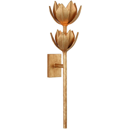Julie Neill Alberto LED 6.75 inch Antique Gold Leaf Two Tier Sconce Wall Light, Large