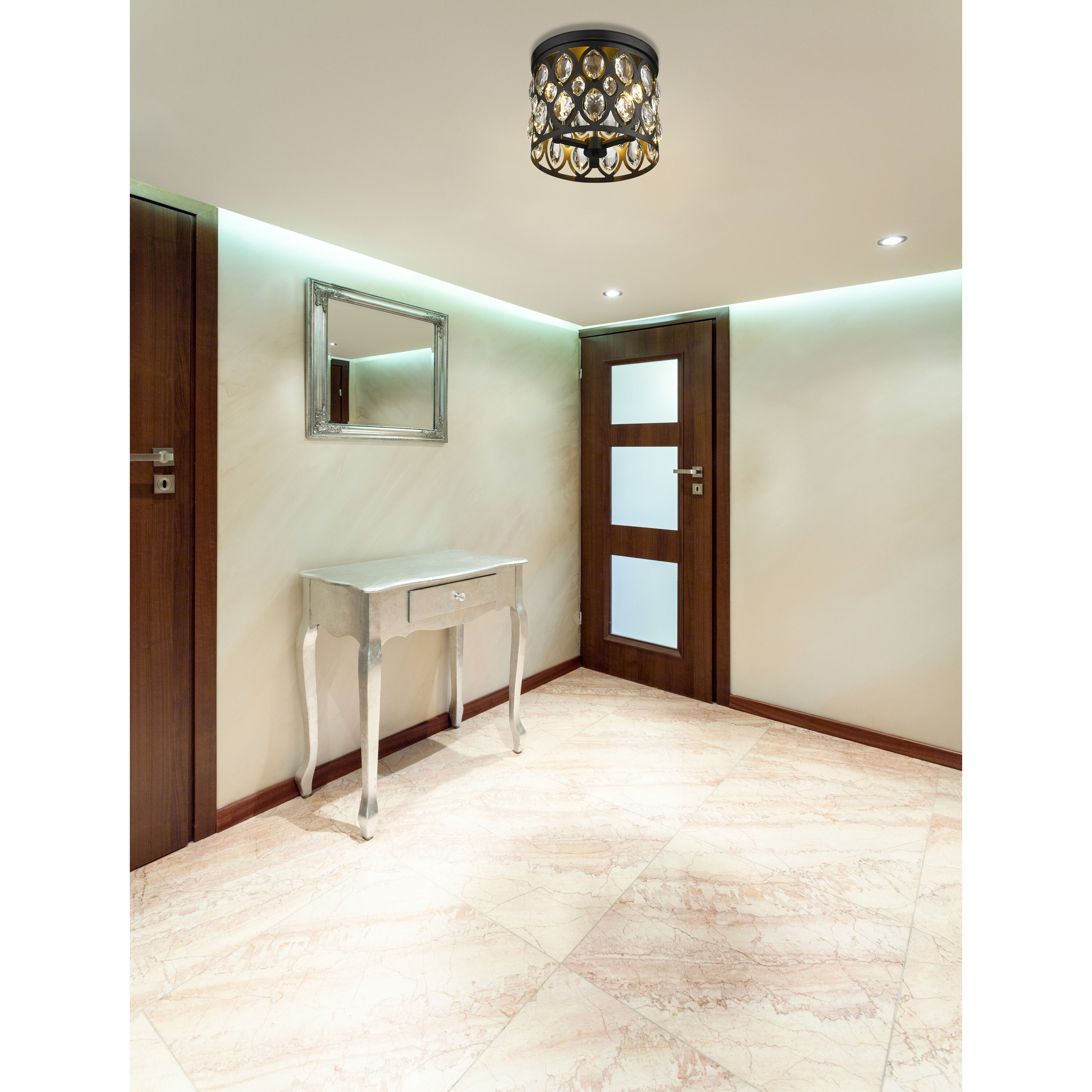 Dealey 3 Light 11.25 inch Matte Black Flush Mount Ceiling Light