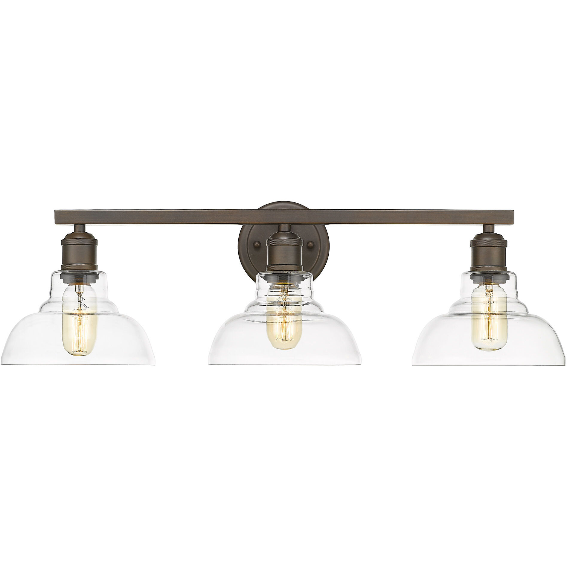 Yep Carver Vanity Wall Light in Rubbed Bronze, Clear Glass