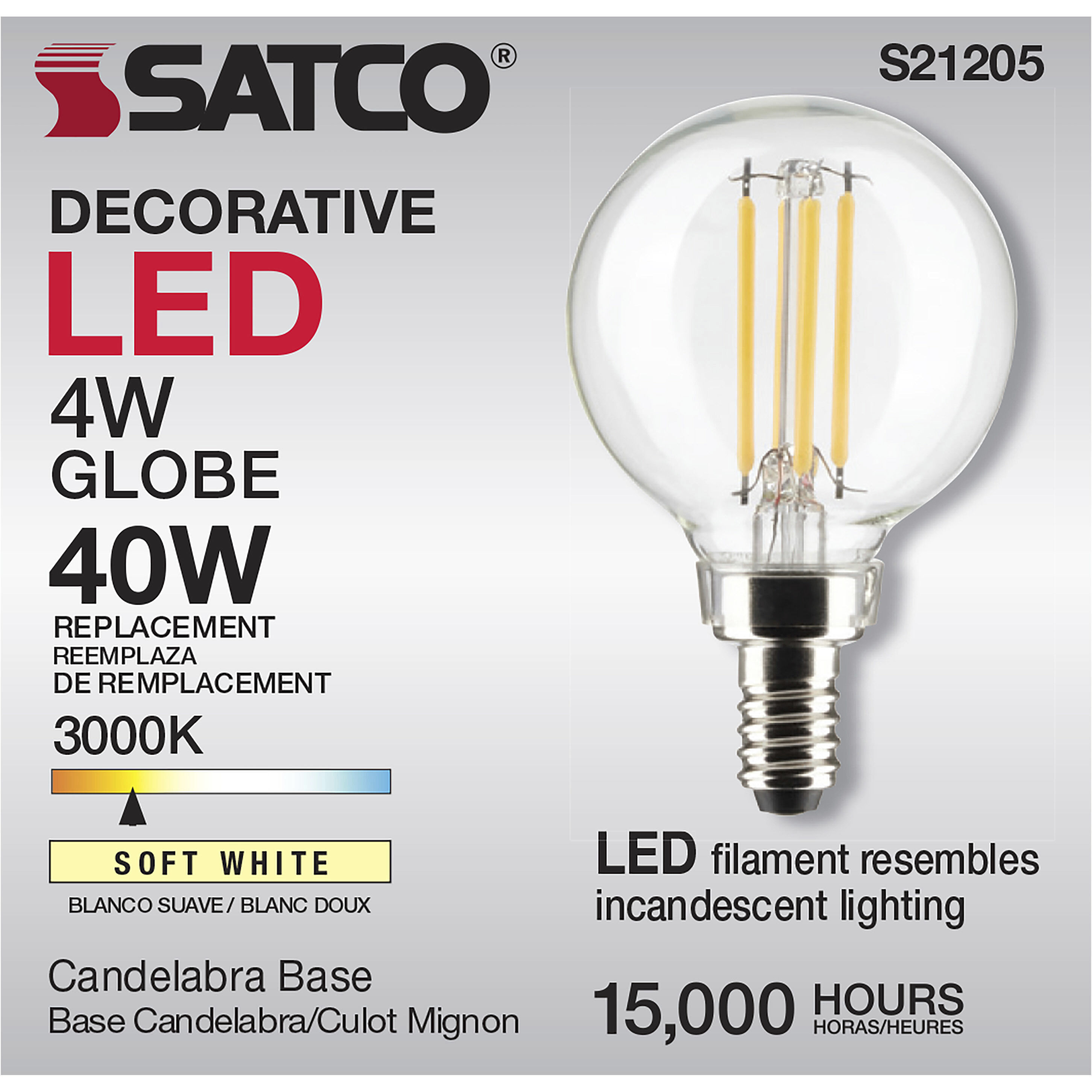 Lumos LED Candelabra Candelabra 4.00 watt 3000K LED Filament