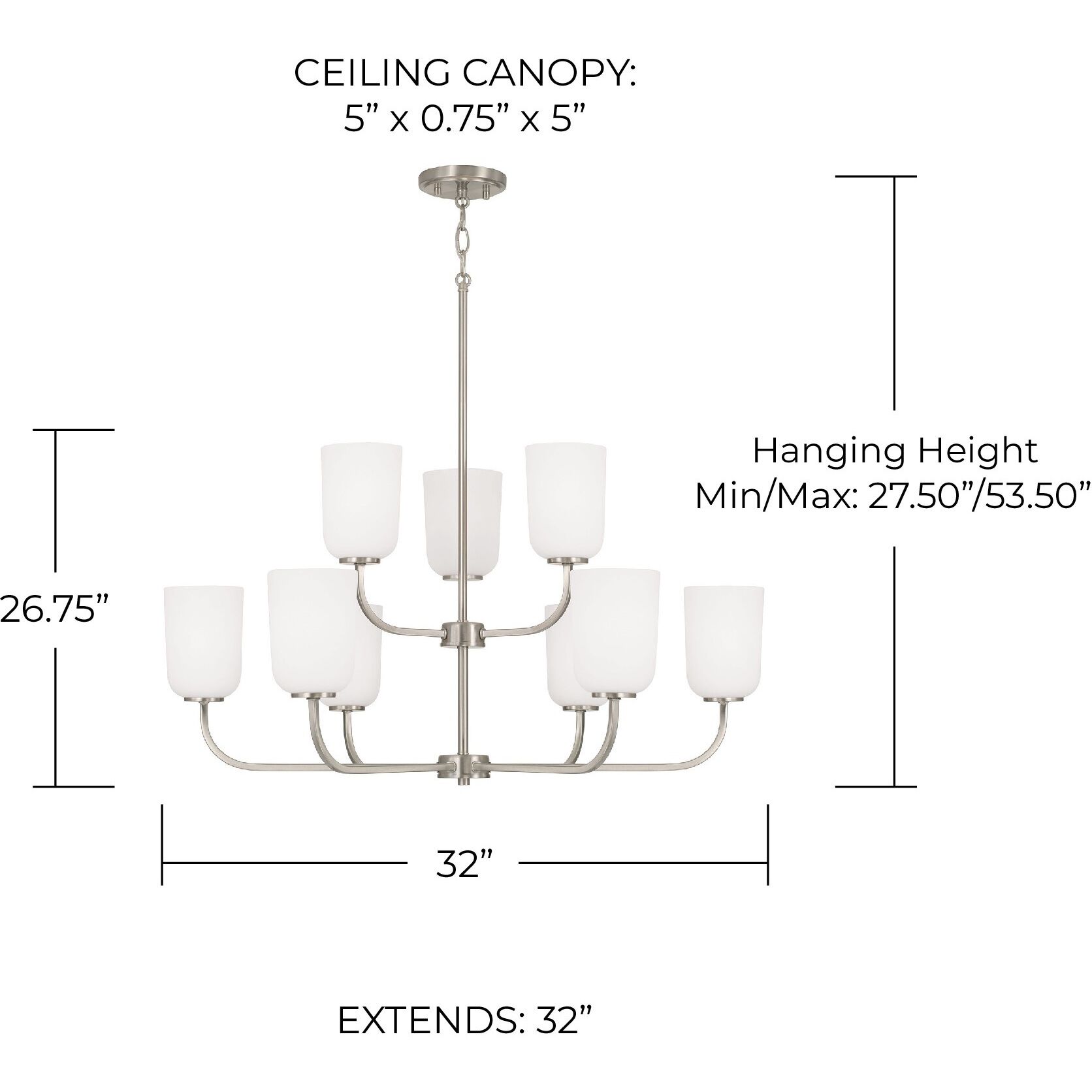 Lawson 9 Light 32 inch Brushed Nickel Chandelier Ceiling Light
