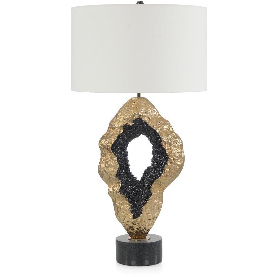 Leah Hammered Gold and Black Table Lamp Portable Light