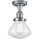Franklin Restoration Olean LED 7 inch Polished Chrome Semi-Flush Mount Ceiling Light in Seedy Glass, Franklin Restoration