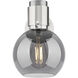 Downtown Urban Lawton Sphere Armed Sconce Wall Light in Brushed Satin Nickel, Light Smoke Glass