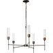 Vela 5 Light 30.3 inch Dark Smoke Chandelier Ceiling Light in Clear