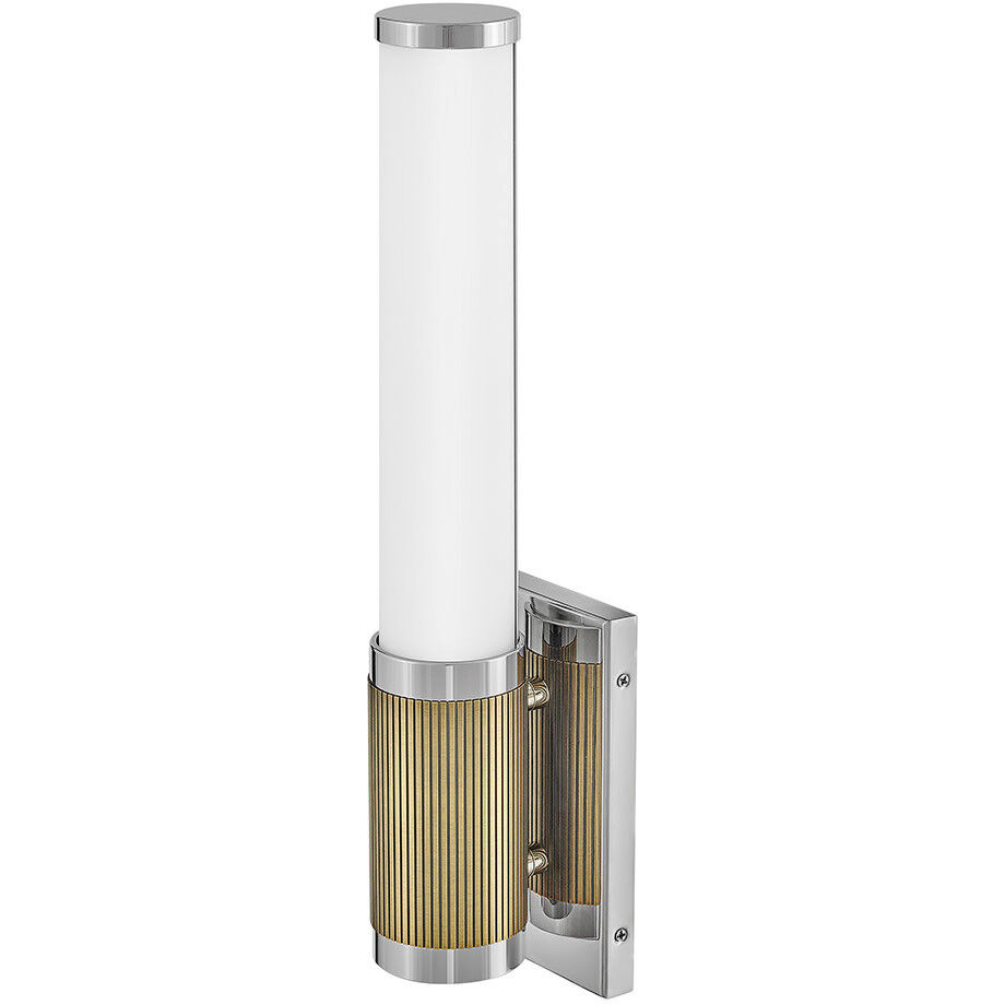 Zevi LED 5 inch Polished Nickel with Lacquered Brass Vanity Light Wall Light, Vertical