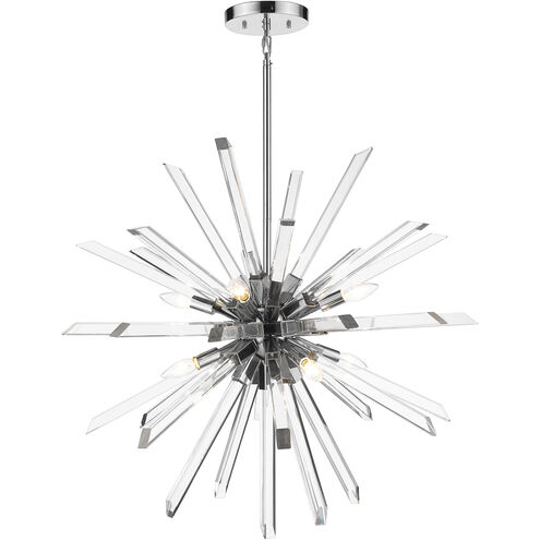 Burst 8 Light 33.25 inch Chrome Chandelier Ceiling Light in 56