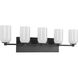 Nola 5 Light 31.75 inch Black Bath Vanity Light Wall Light in Glossy Opal Glass Shade