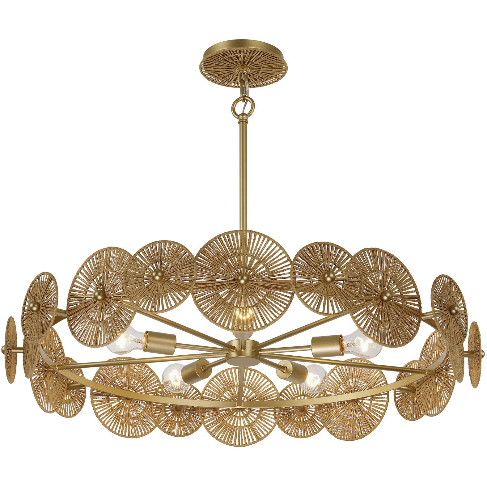 Abbott 5 Light 30.5 inch Distressed Gold Pendant Ceiling Light