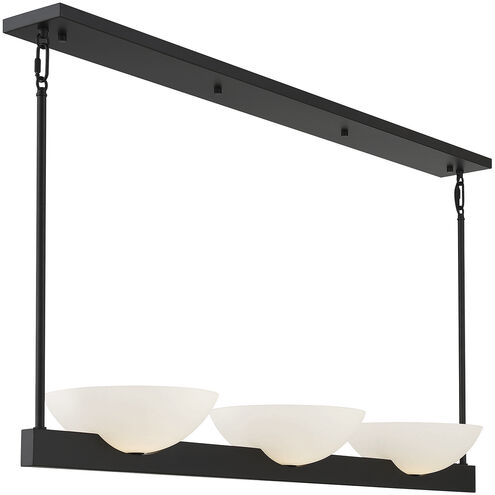Fallon 3 Light 45 inch Matte Black Linear Chandelier Ceiling Light, Essentials