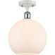 Ballston Large Athens LED 10 inch White and Polished Chrome Semi-Flush Mount Ceiling Light in Matte White Glass, Ballston