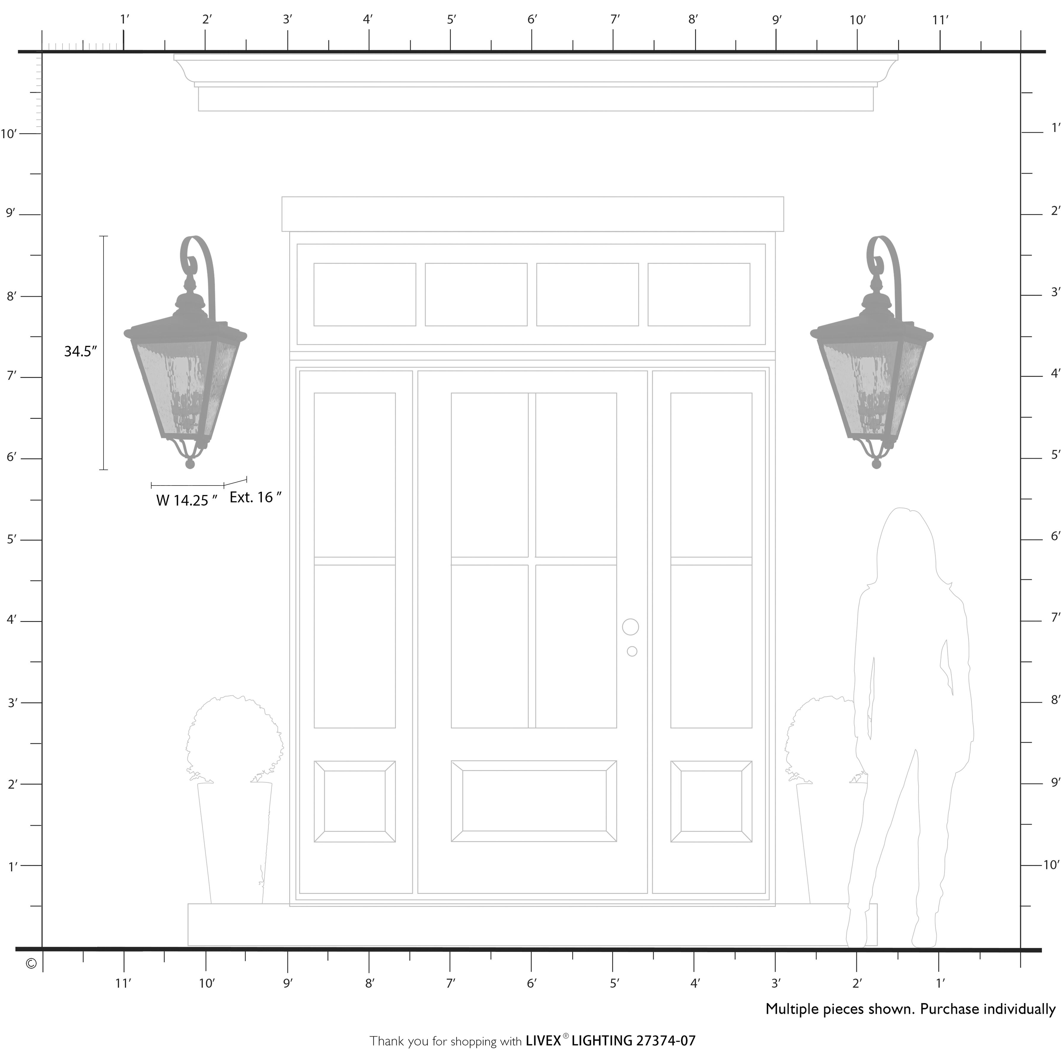 Adams 4 Light 14.25 inch Bronze with Antique Brass Finish Cluster Outdoor Extra Large Wall Lantern Wall Light