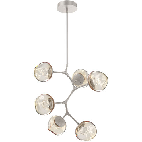 Luna LED Metallic Beige Silver Multi-Pendant Ceiling Light in 2700K LED, Floret Inner - Amber Outer, Modern Vine