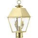 Wentworth 2 Light 17.5 inch Natural Brass Outdoor Post Top Lantern, Medium
