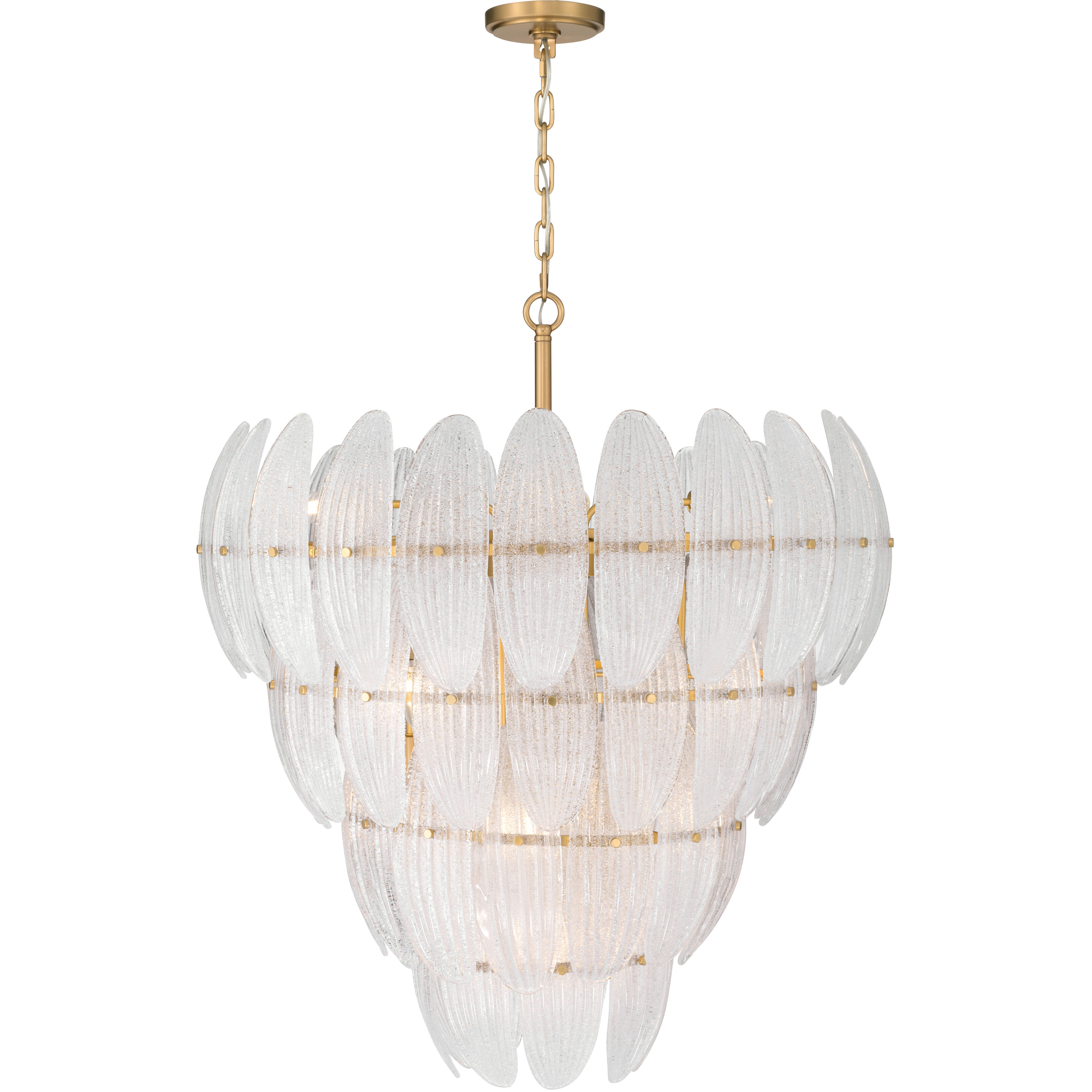 Marclaire 15 Light 32.75 inch Legacy Brass Pendant Ceiling Light in Clear Textured Handmade Glass