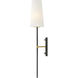 Saunders 1 Light 6.5 inch Black and Lacquered Brass Bath Sconce Wall Light in Black with Lacquered Brass