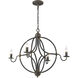 Caspian 4 Light 33 inch Antique Black Iron Chandelier Ceiling Light, Caged