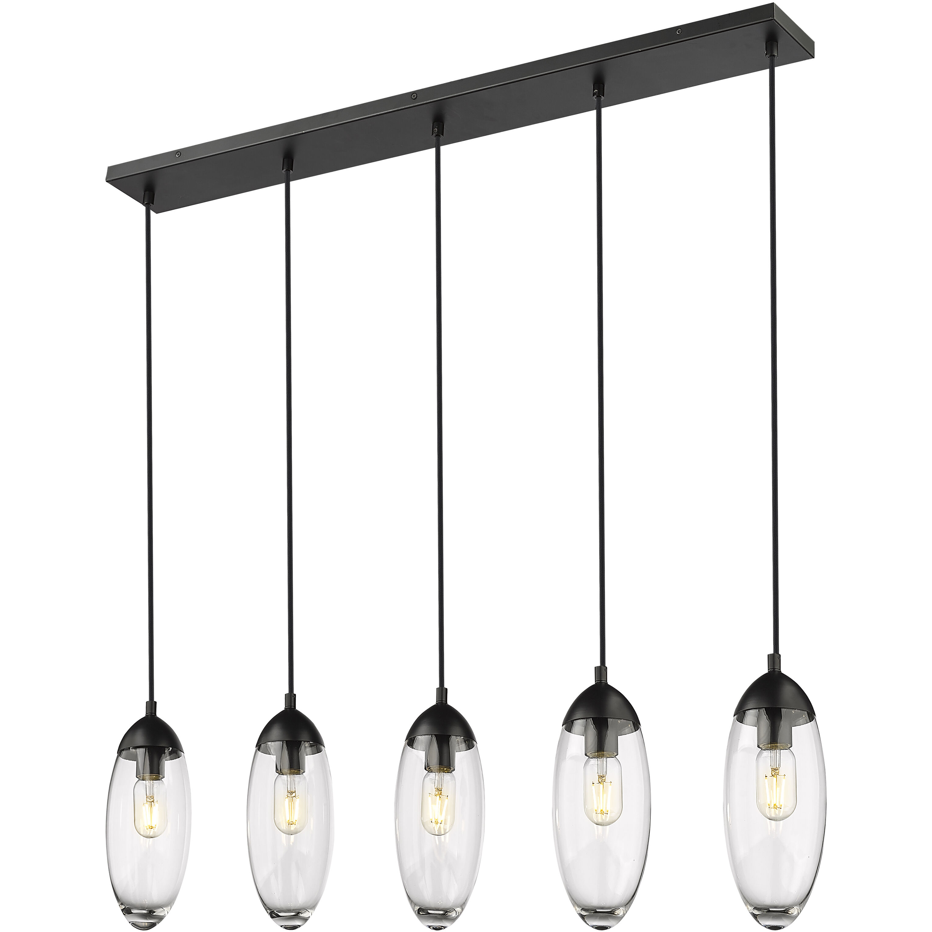 Arden 5 Light 42 inch Matte Black Linear Chandelier Ceiling Light