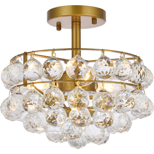 Savannah 3 Light 12 inch Brass Flush Mount Ceiling Light