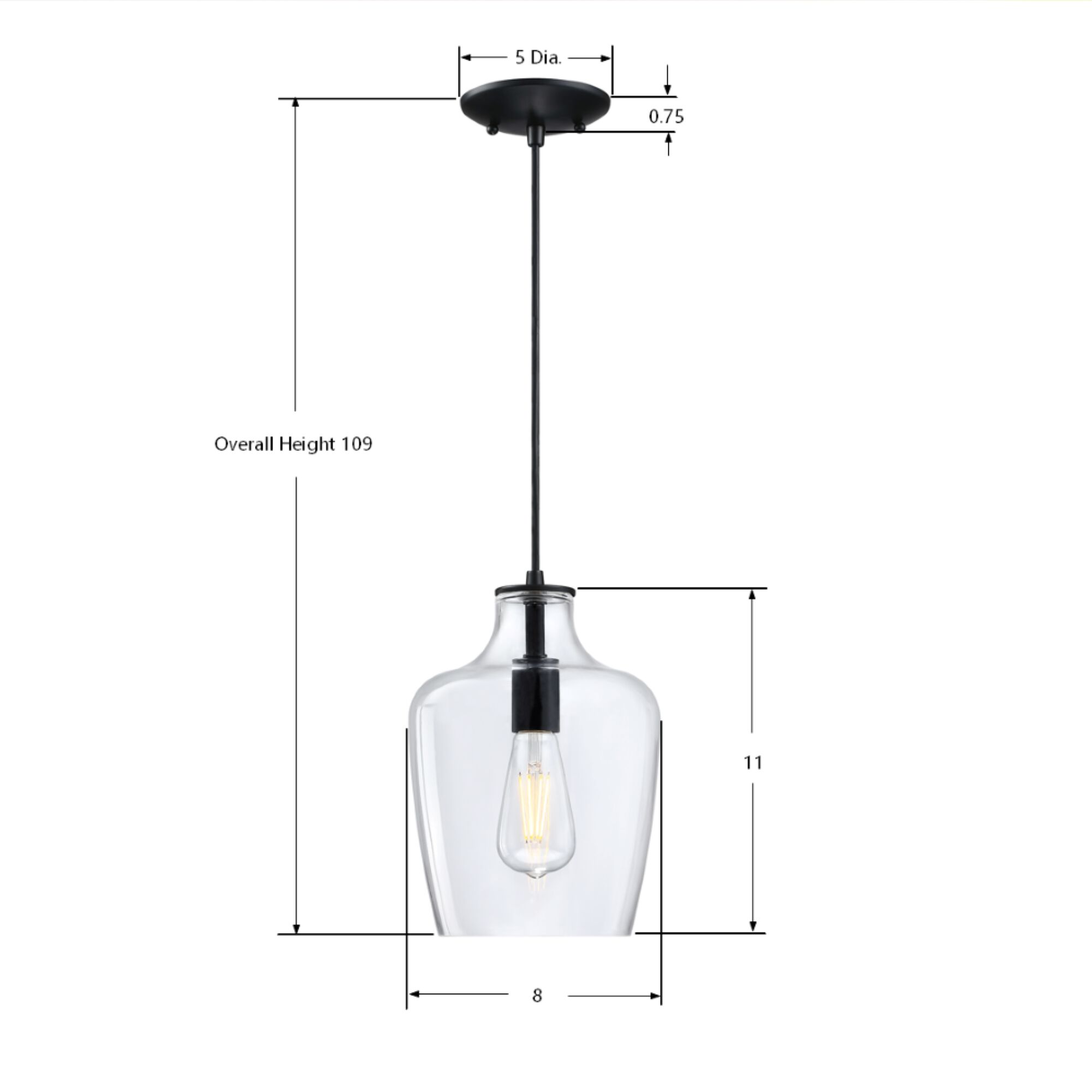 Milo 1 Light 8 inch Black Mini Pendant Ceiling Light