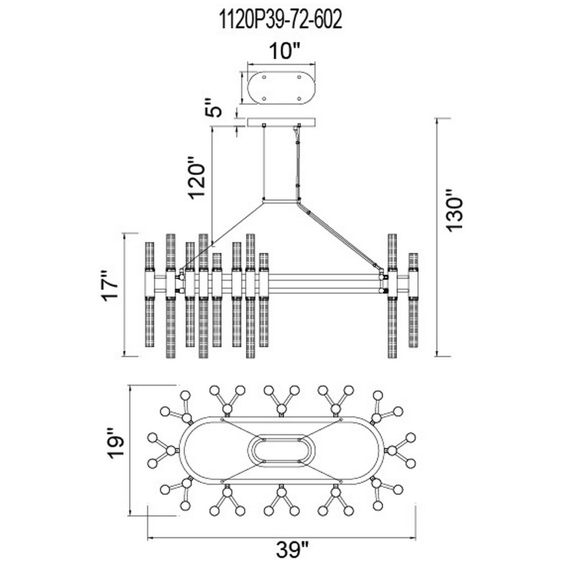 Orgue 72 Light 39 inch Satin Gold Island/Pool Table Light Ceiling Light