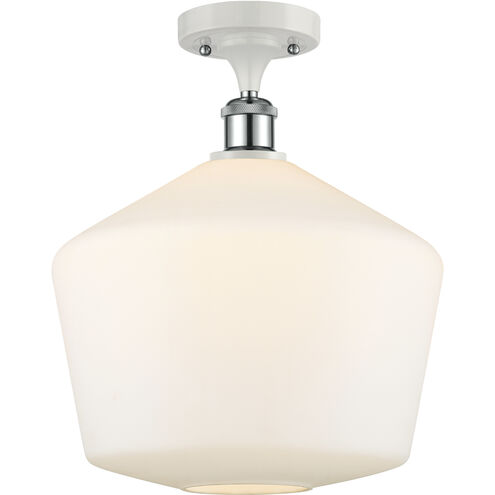 Ballston Cindyrella LED 12 inch White and Polished Chrome Semi-Flush Mount Ceiling Light in Matte White Glass