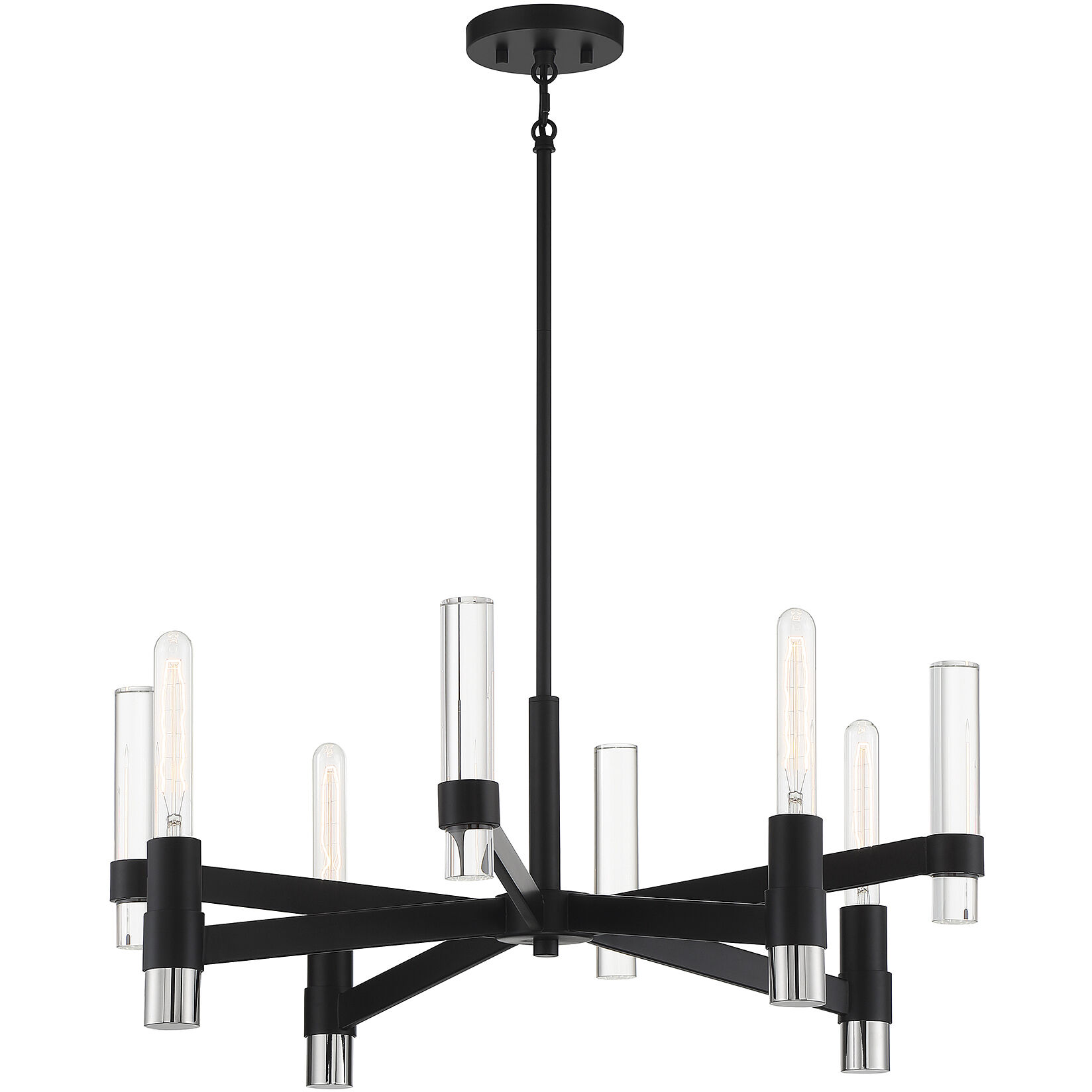 Windamere 4 Light 28 inch Textured Black with Polished Nickel Chandelier Ceiling Light