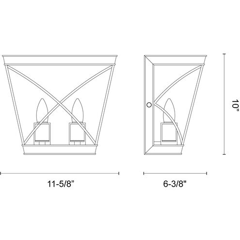 Lattice 2 Light 11.63 inch Vintage Brass Flush Mount Ceiling Light