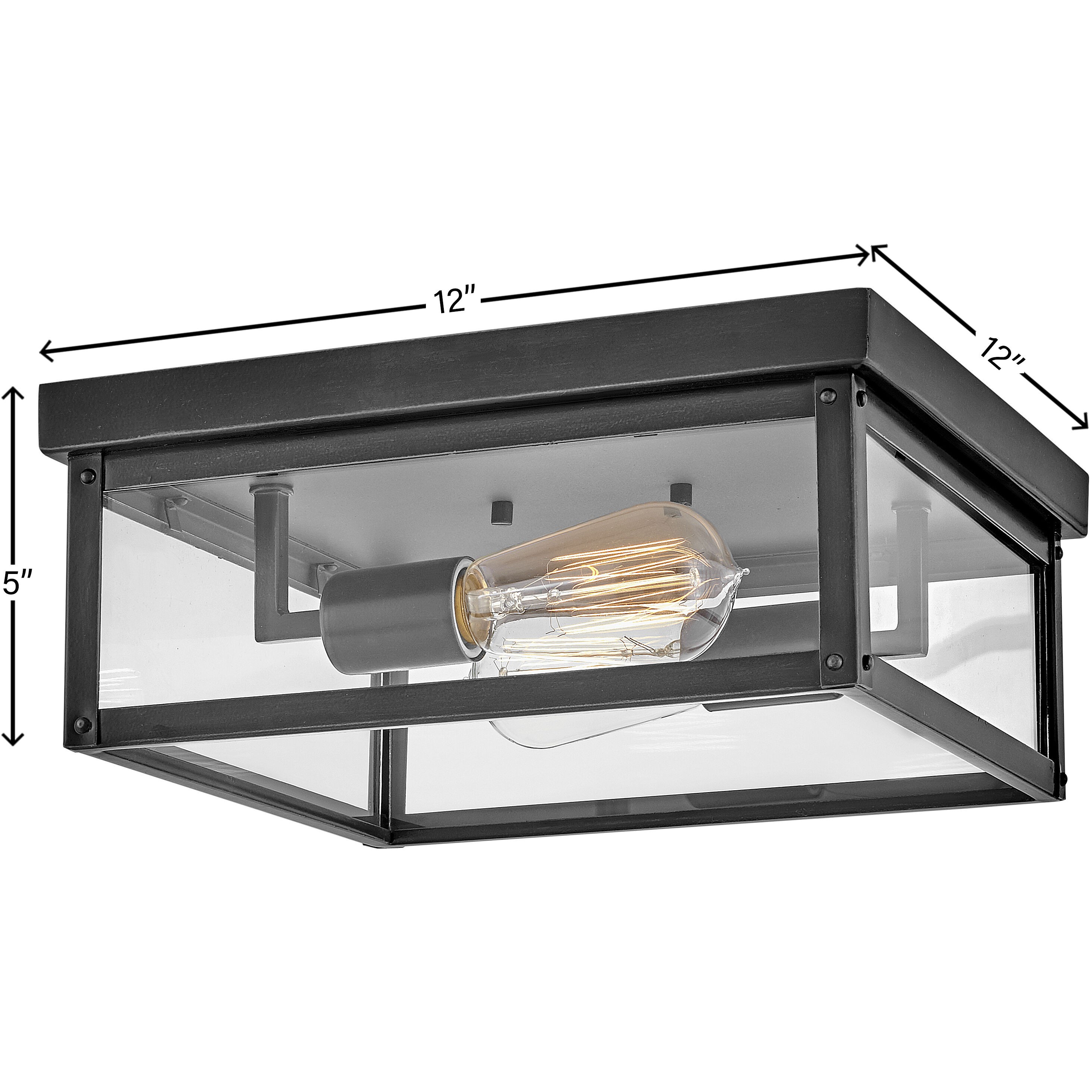 Beckham 2 Light 12 inch Black Outdoor Flush Mount