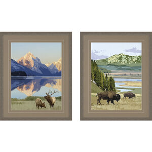 National Parks Multi and Blue and Brown and Green Framed Art