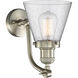 Franklin Restoration Small Cone LED 7 inch Brushed Satin Nickel Sconce Wall Light in Seedy Glass, Franklin Restoration