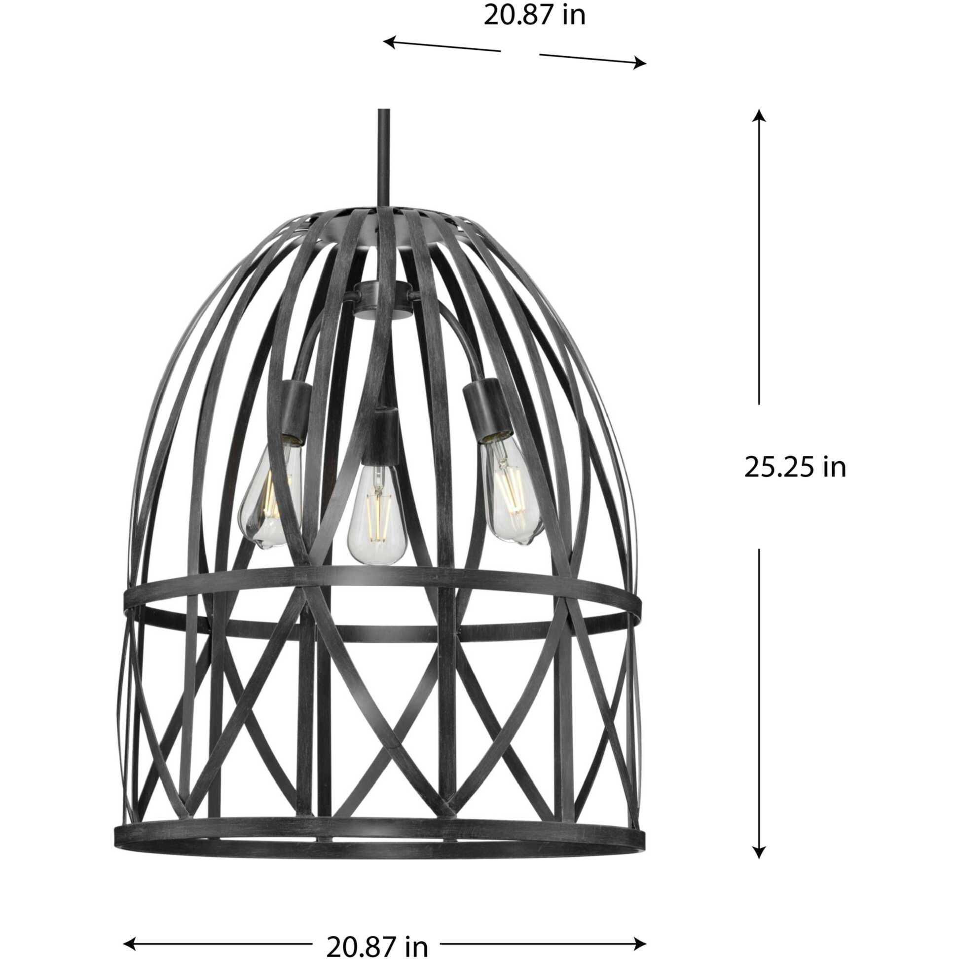 Chastain 3 Light 21 inch Cerused Black Oak Pendant Ceiling Light